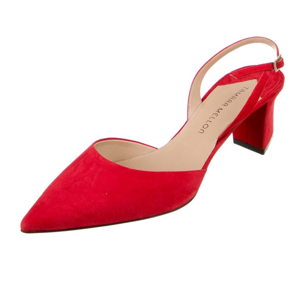 Remara Mellon Suede Slingback Pumps- Red, 9 - Picture 2 of 8
